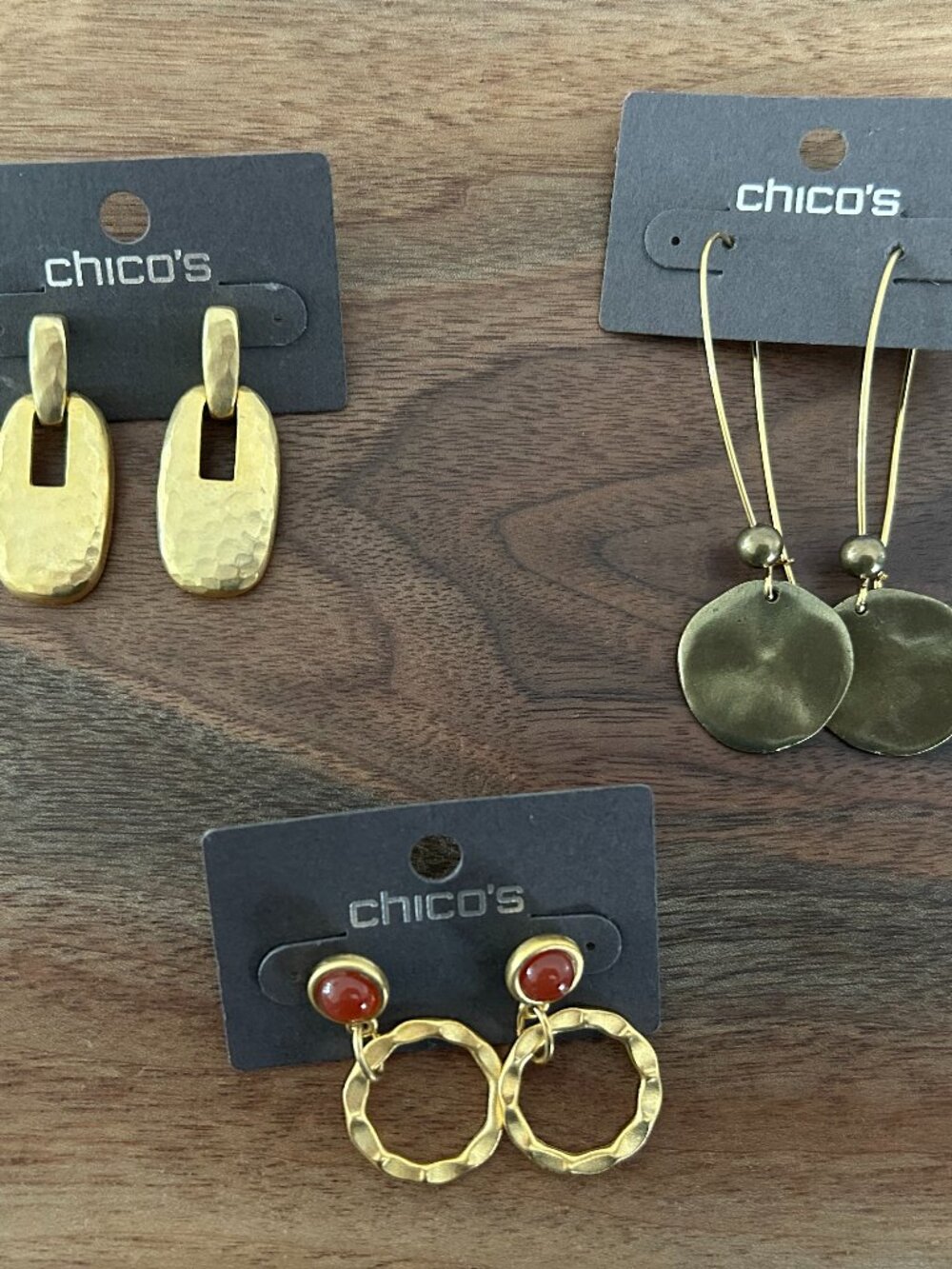 Chico's Gold Tone Earrings Set (3) NEW